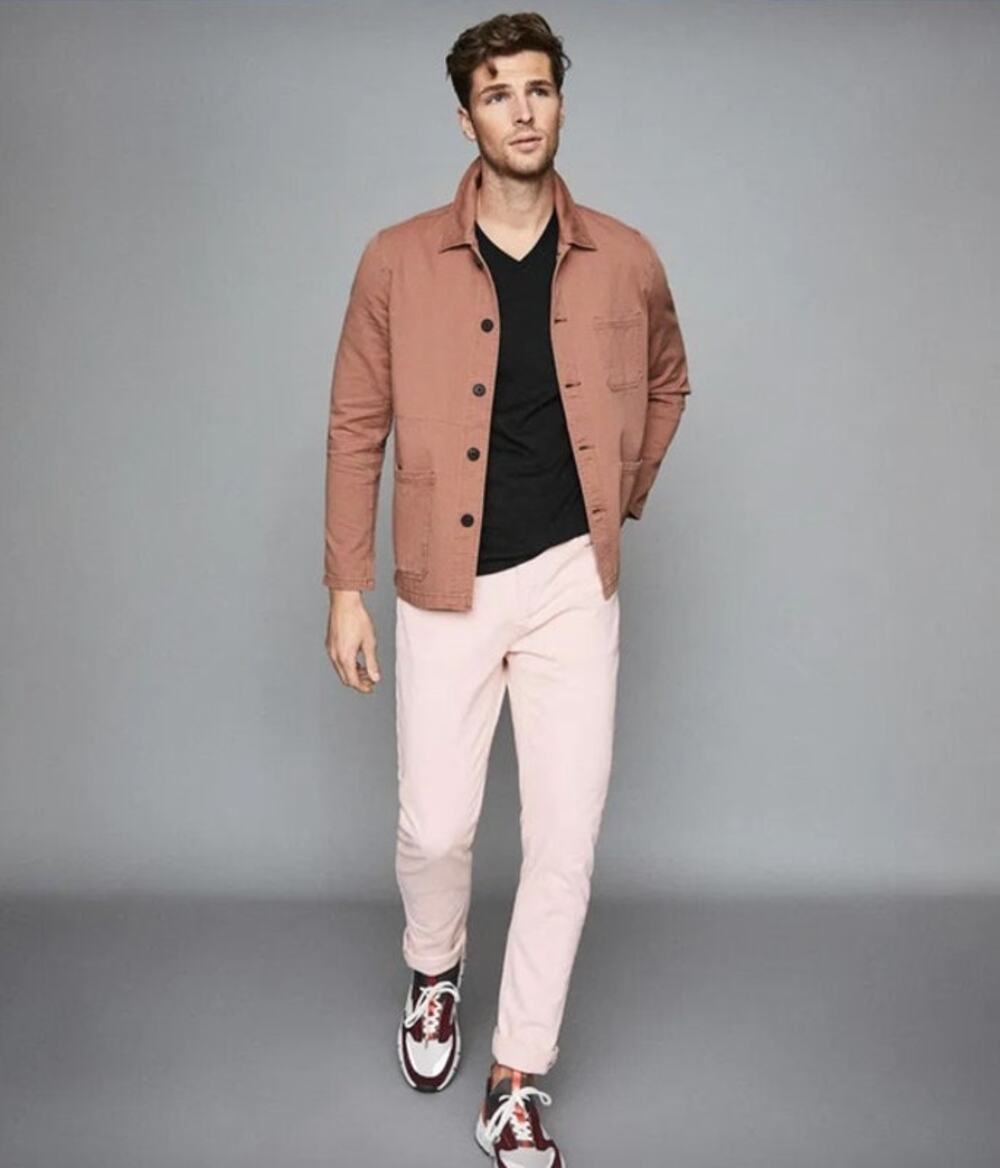 REISS Spruce Slim Fit Jeans Size 32 Waist NEW Pink Fabric Denim Mid Rise - Picture 1 of 10